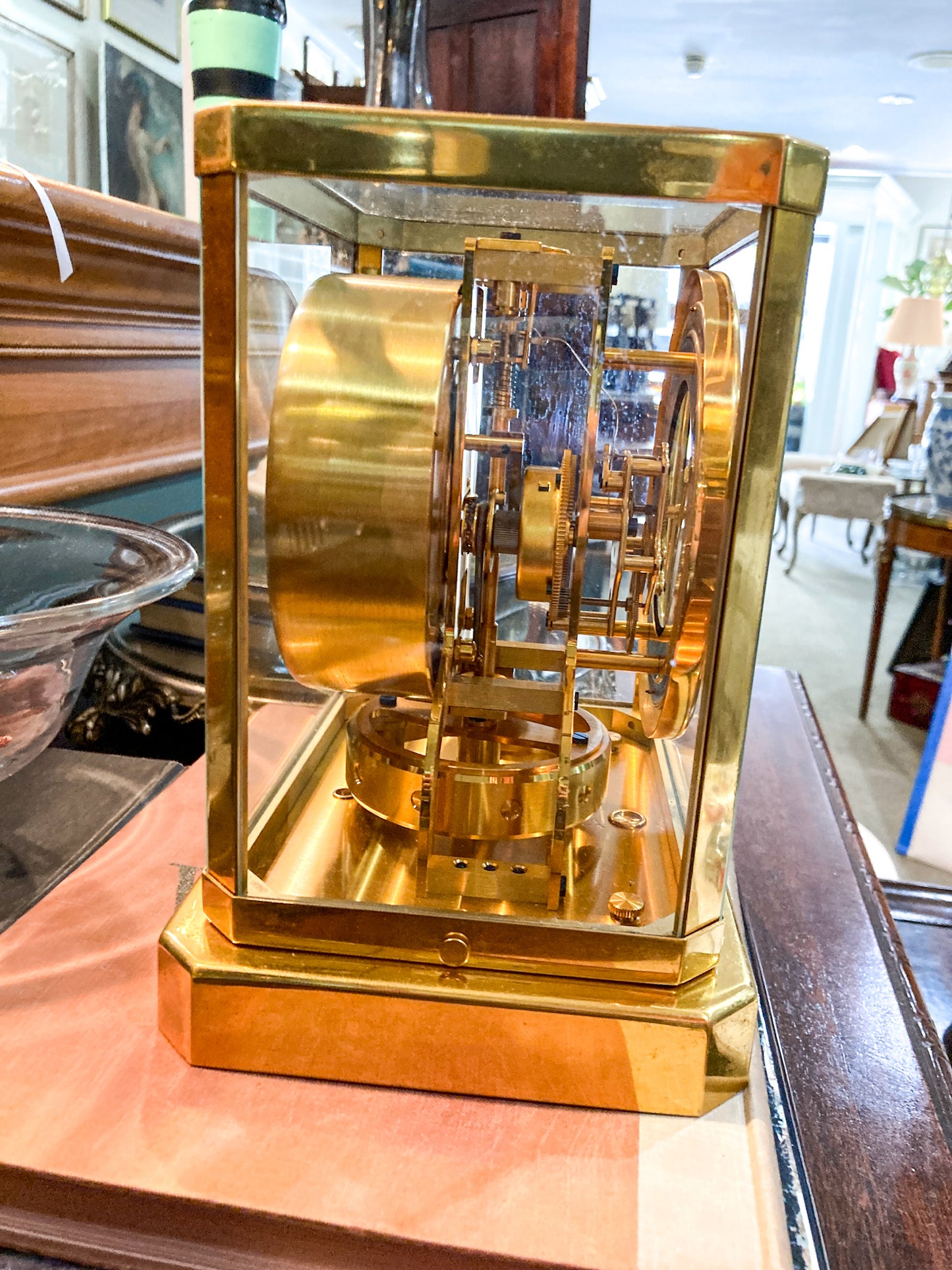 Vintage Jaeger‑LeCoultre Brass Glass Swiss Atmos Clock