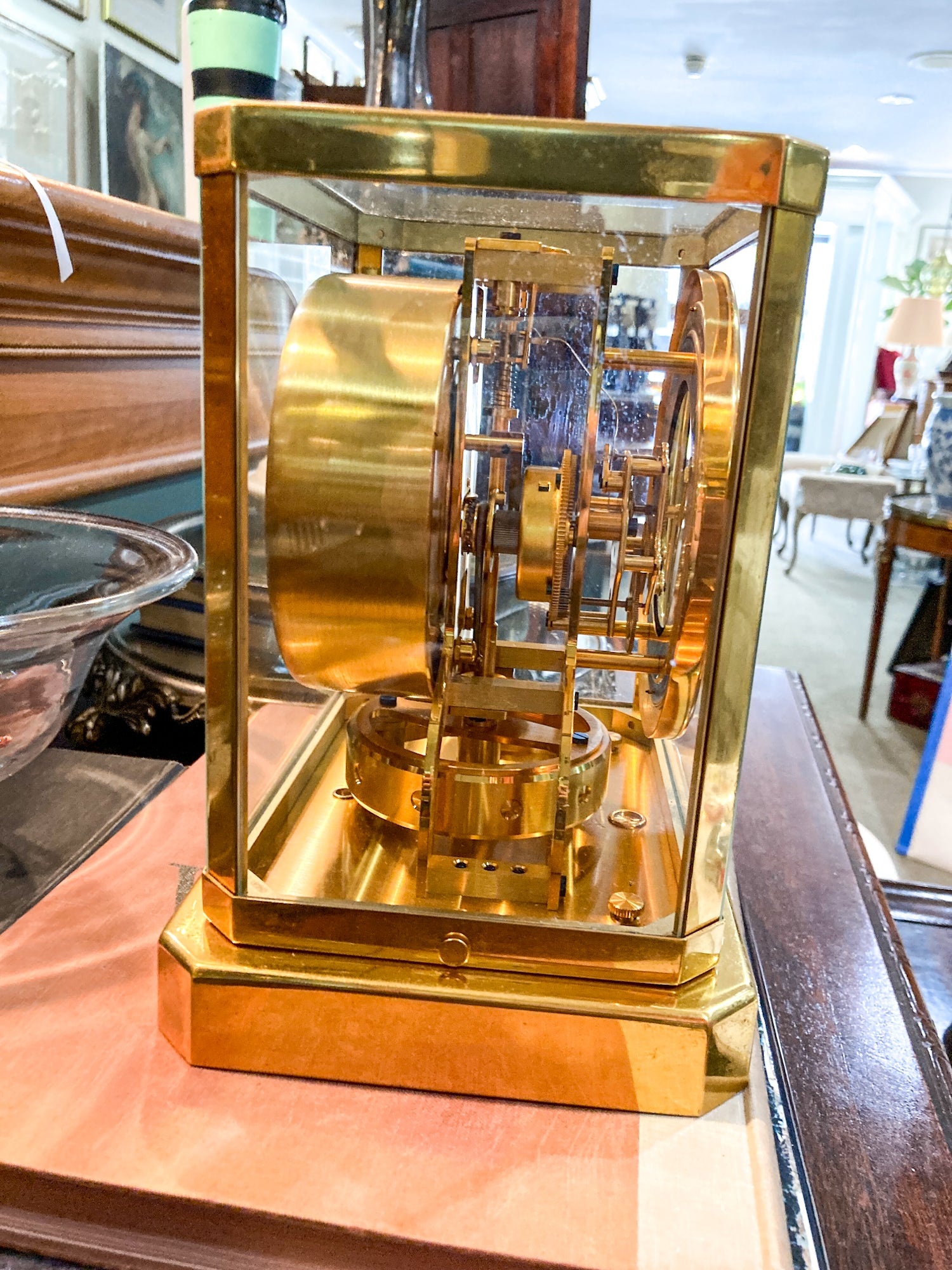Vintage Jaeger‑LeCoultre Brass Glass Swiss Atmos Clock