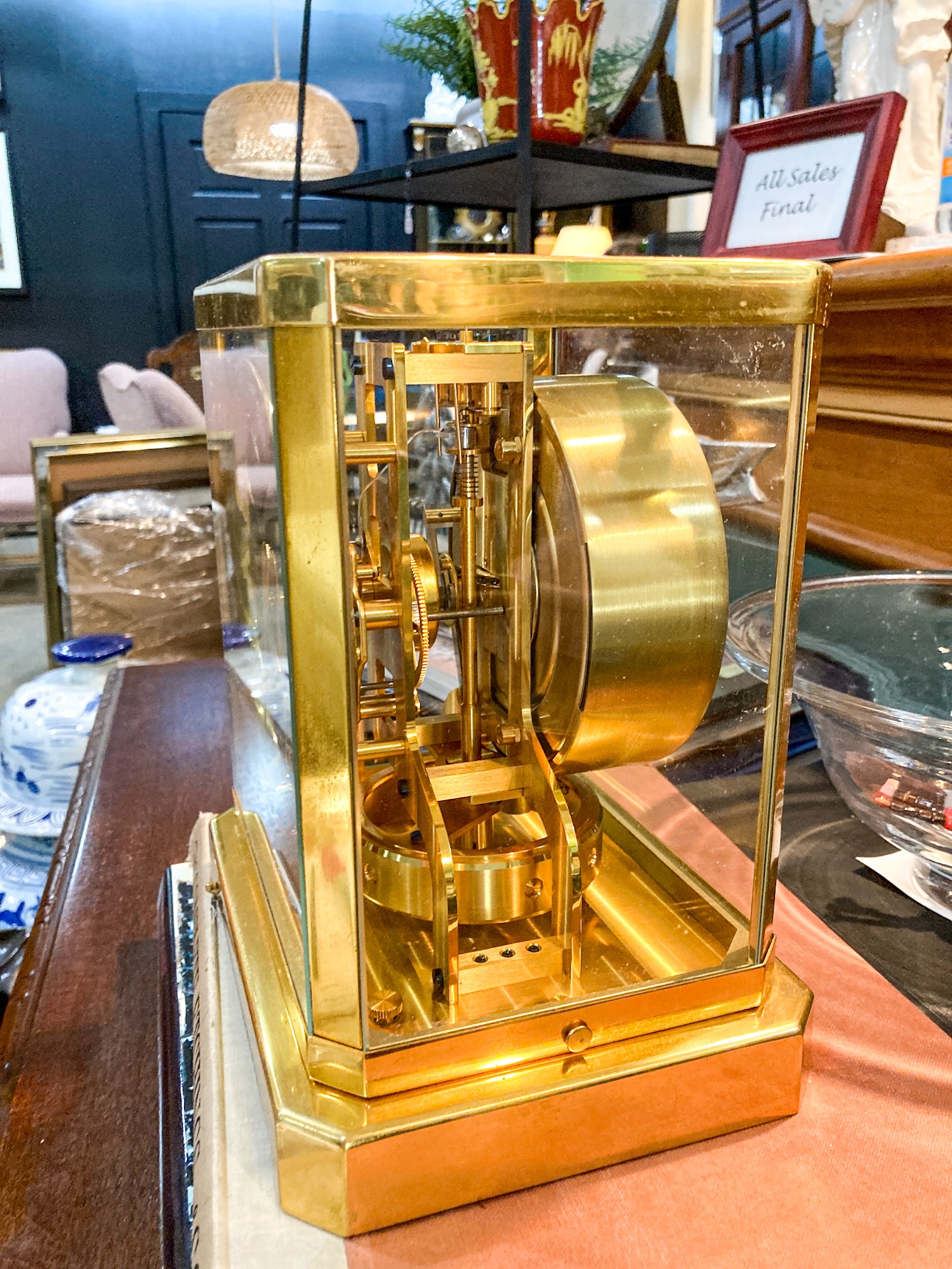 Vintage Jaeger‑LeCoultre Brass Glass Swiss Atmos Clock