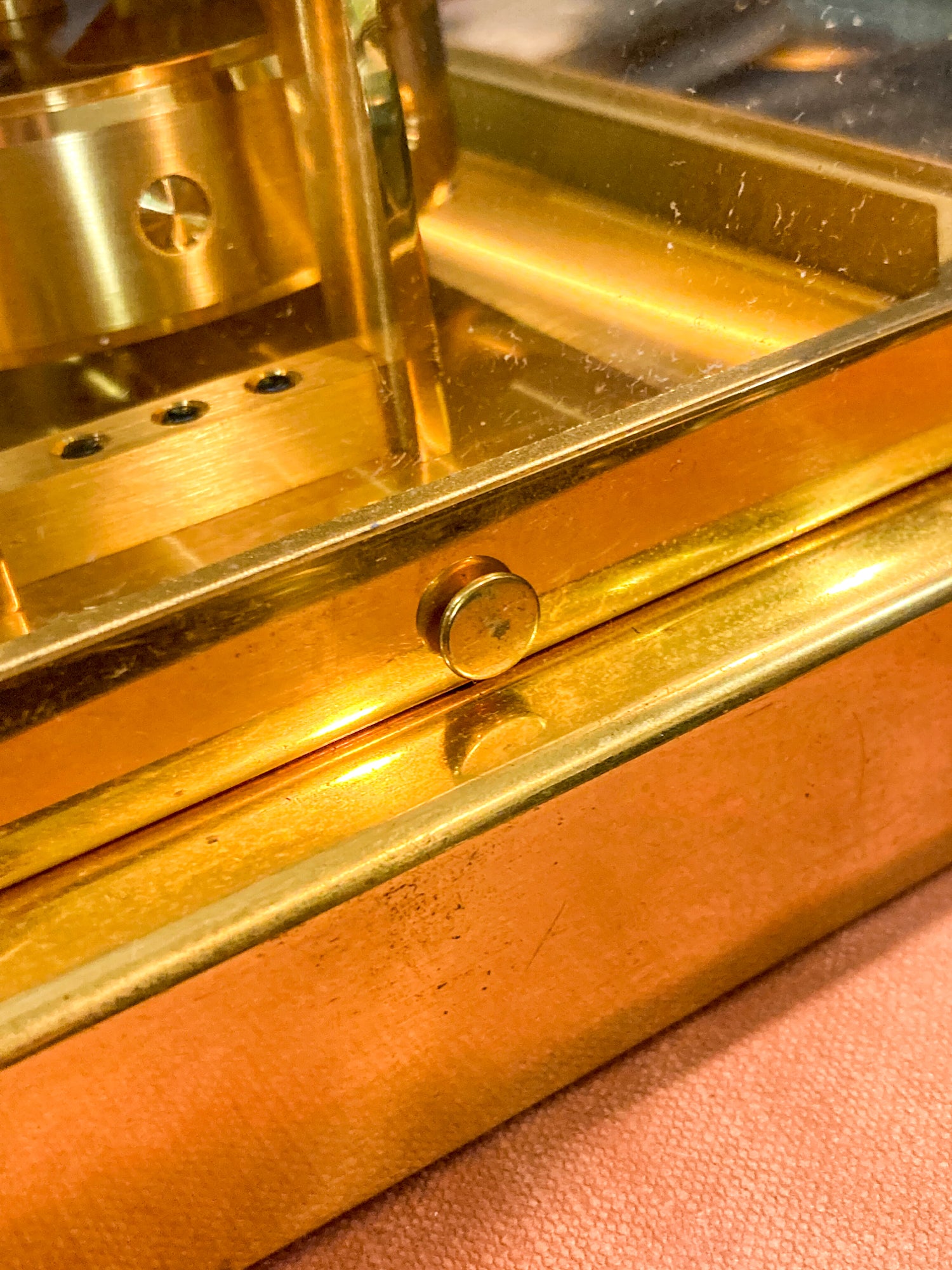 Vintage Jaeger‑LeCoultre Brass Glass Swiss Atmos Clock