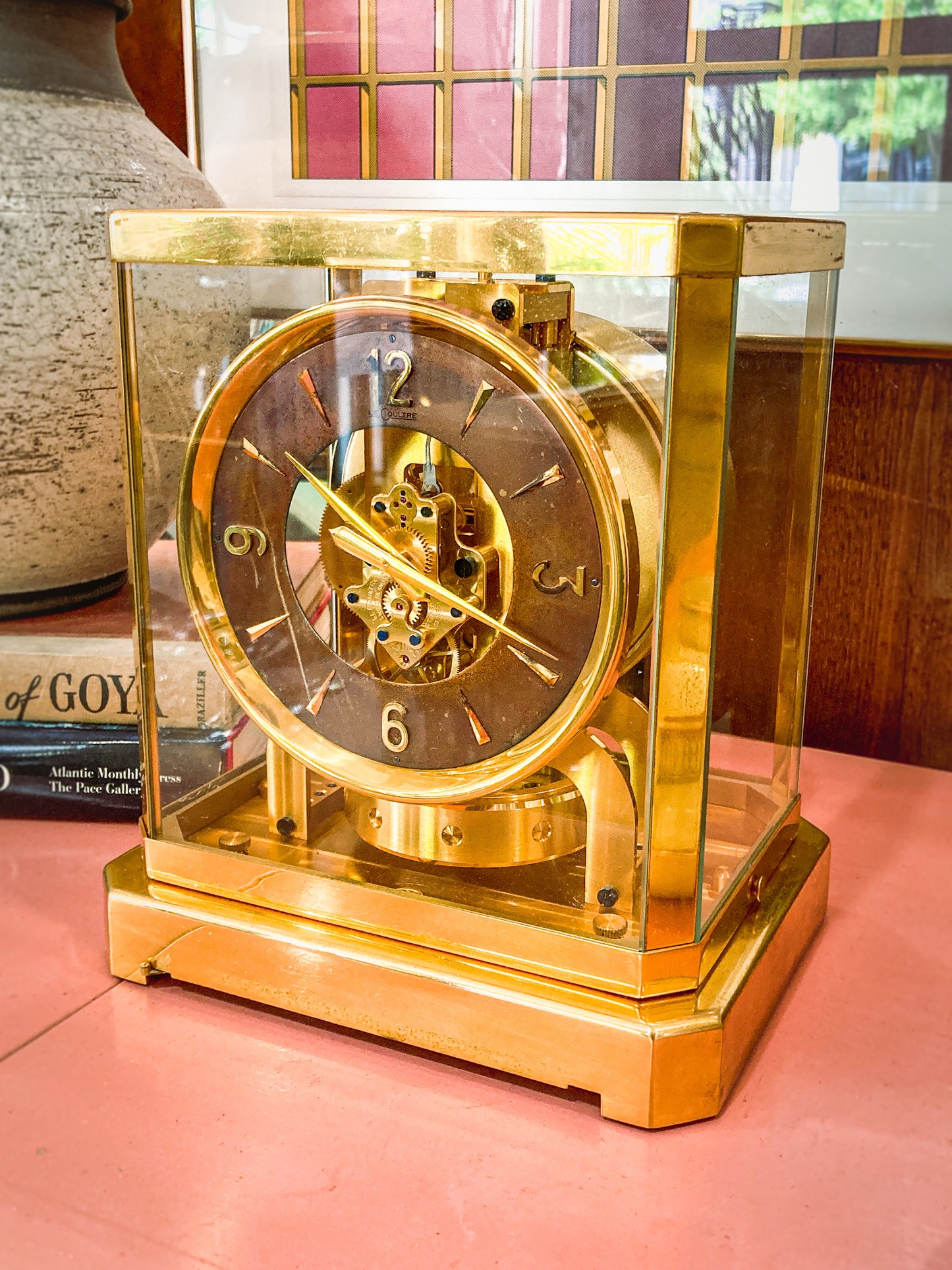 Vintage Jaeger‑LeCoultre Brass Glass Swiss Atmos Clock