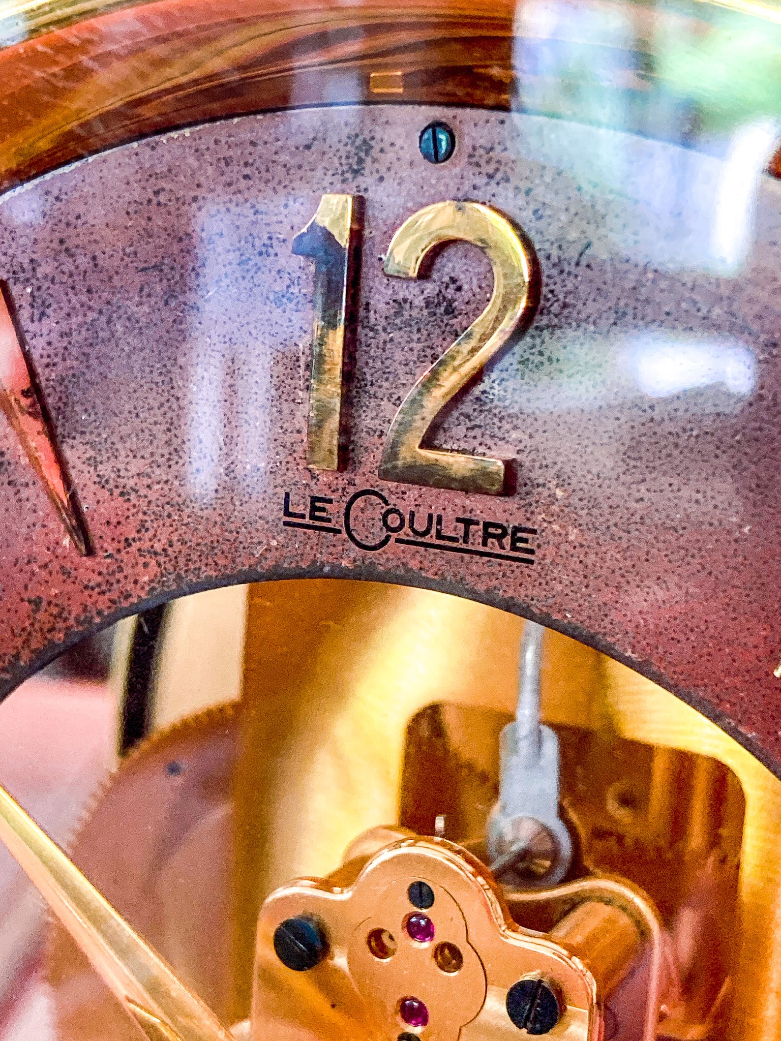 Vintage Jaeger‑LeCoultre Brass Glass Swiss Atmos Clock