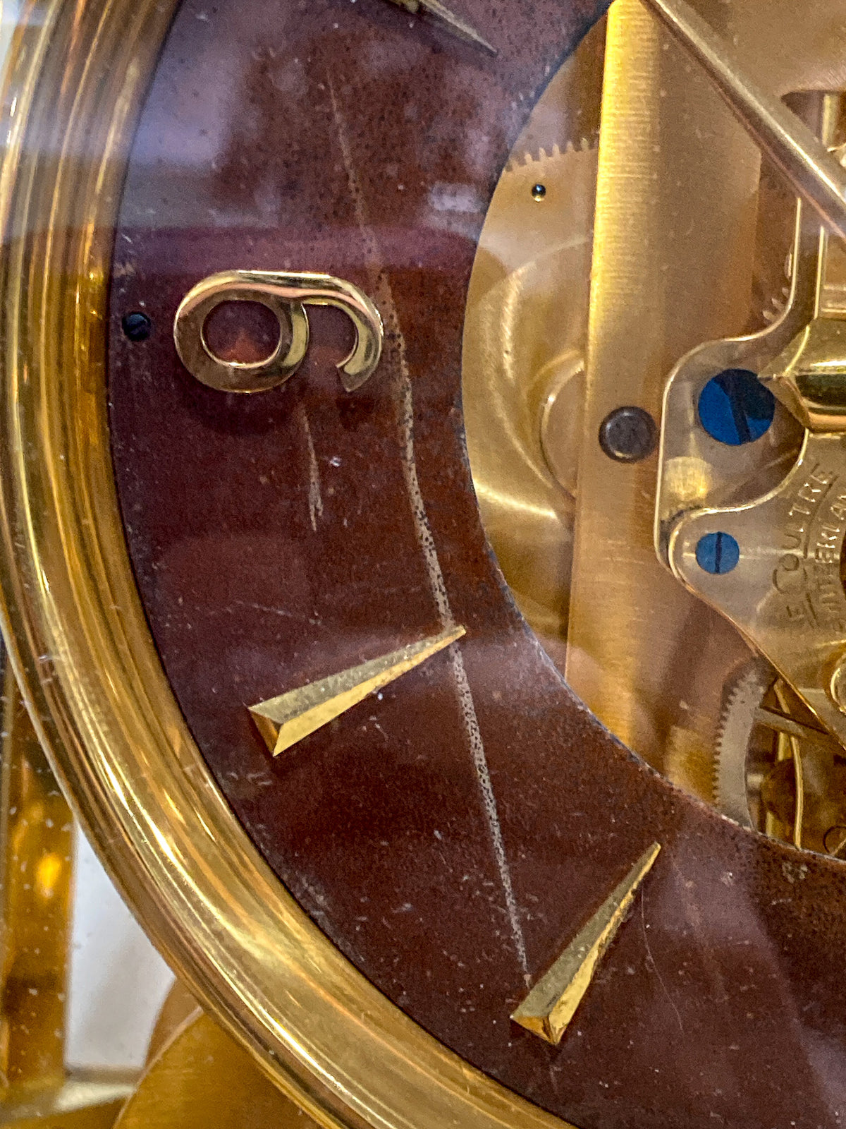 Vintage Jaeger‑LeCoultre Brass Glass Swiss Atmos Clock