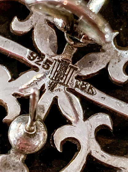 Vintage John Hardy 18K Yellow Gold Sterling Silver Circular Geometric Post Earrings