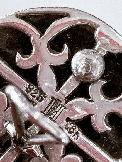 Vintage John Hardy 18K Yellow Gold Sterling Silver Circular Geometric Post Earrings