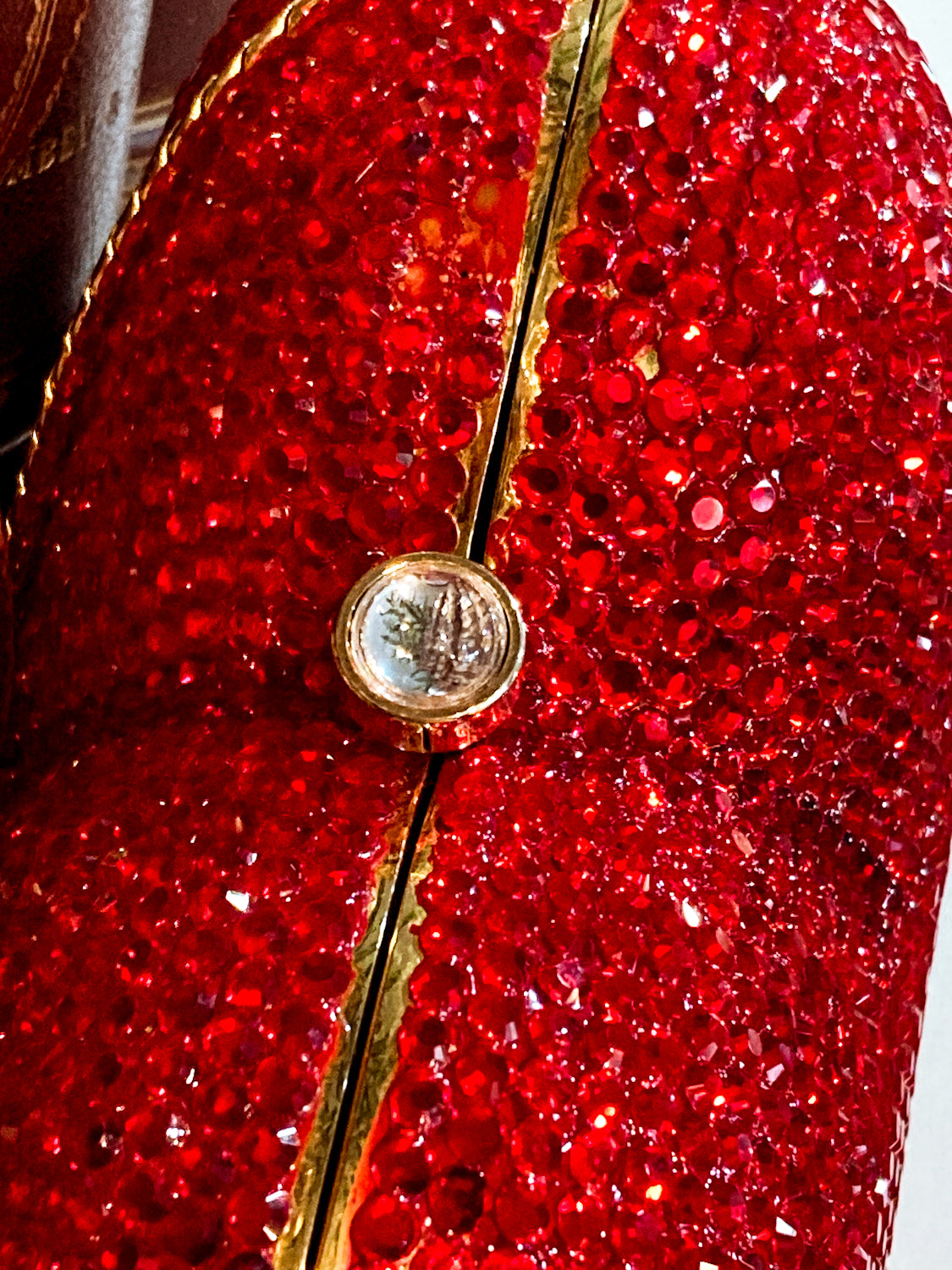 Vintage Judith Leiber Red Rhinestone Heart Shaped Clutch Purse Handbag