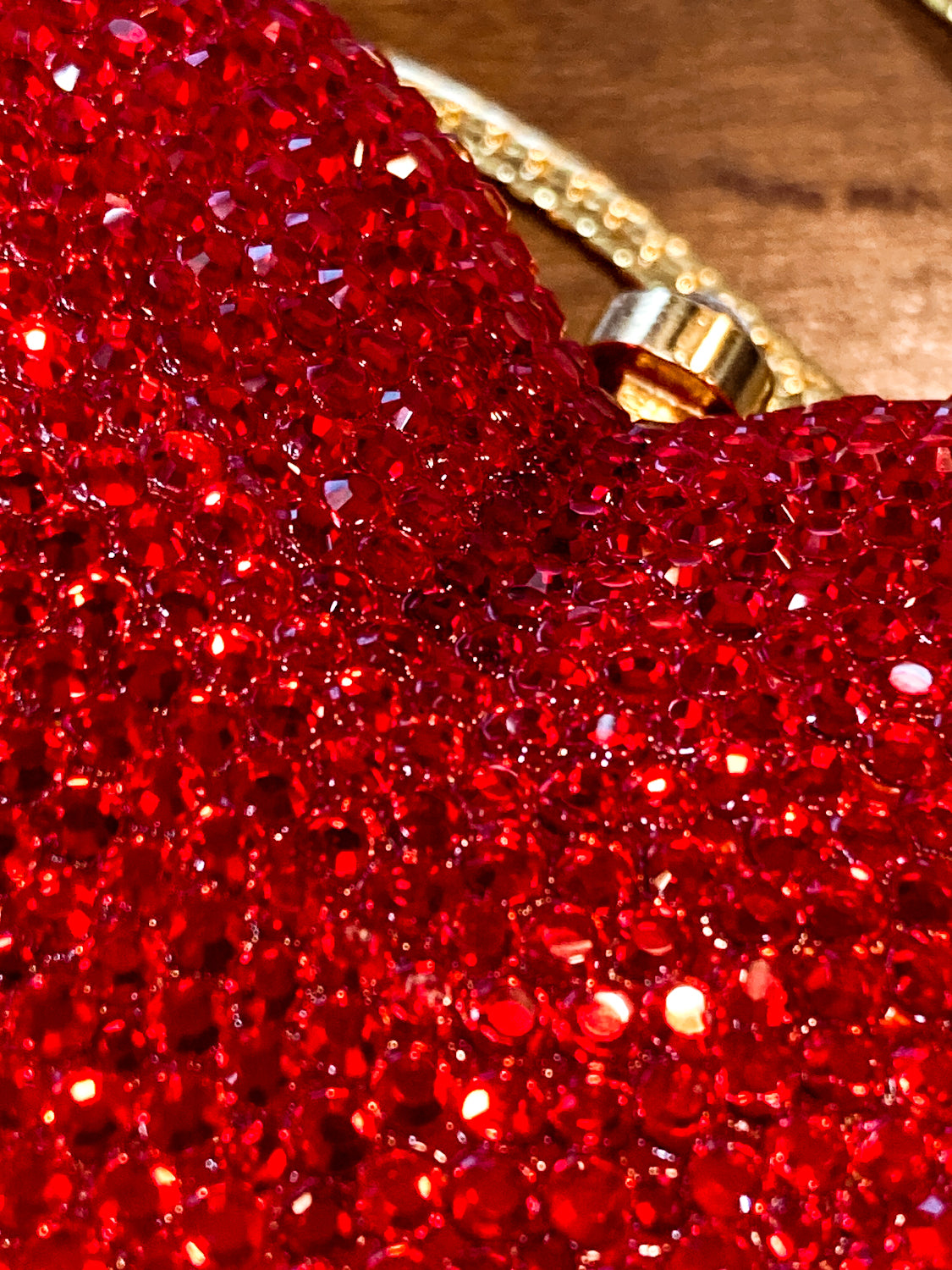 Vintage Judith Leiber Red Rhinestone Heart Shaped Clutch Purse Handbag