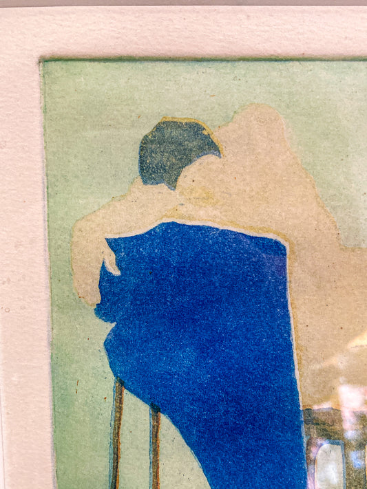 Vintage Kathleen McCarthy Abstract Nude Male Artist Proof Framed Aquatint