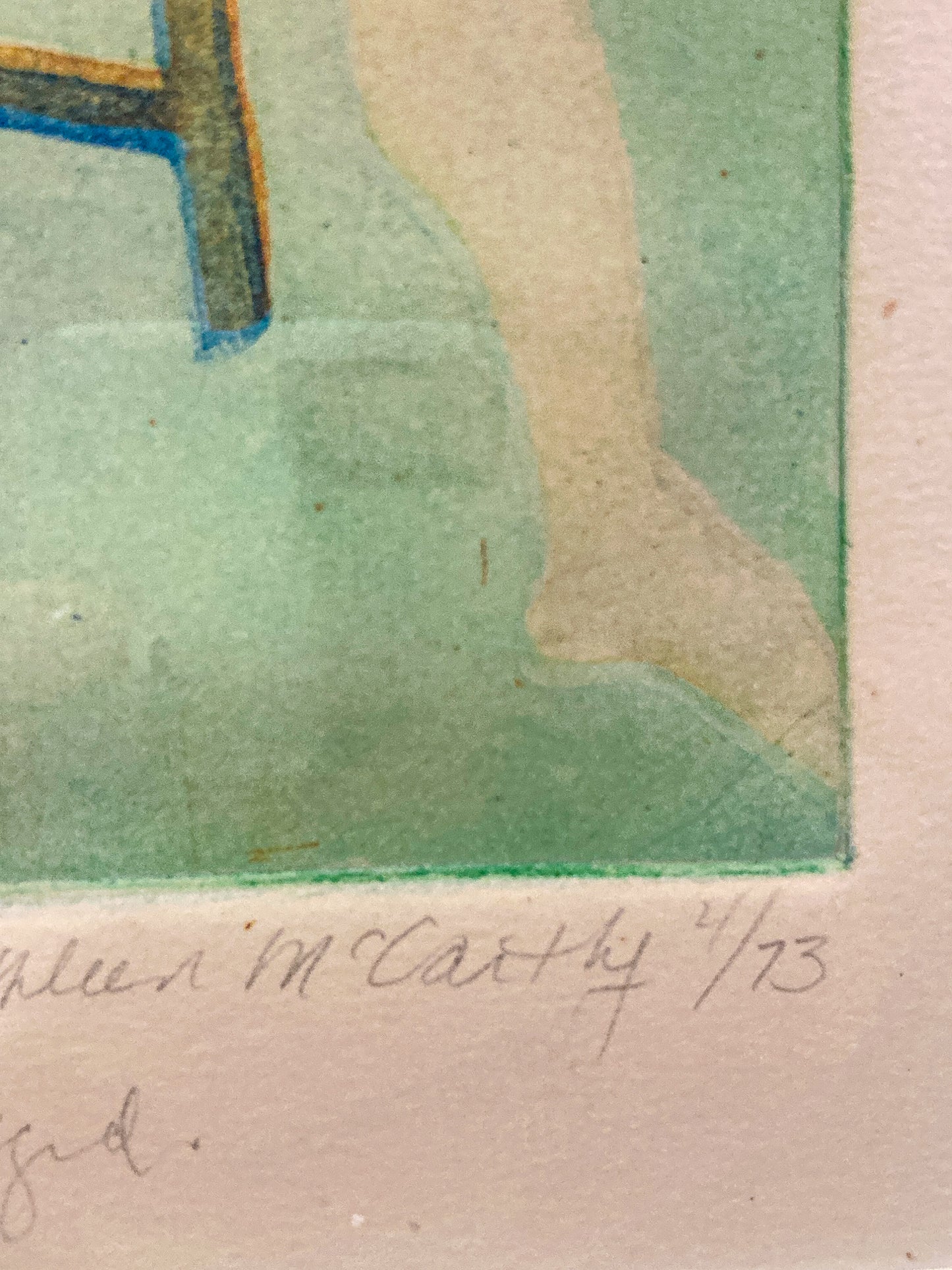 Vintage Kathleen McCarthy Abstract Nude Male Artist Proof Framed Aquatint