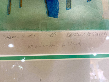 Vintage Kathleen McCarthy Abstract Nude Male Artist Proof Framed Aquatint