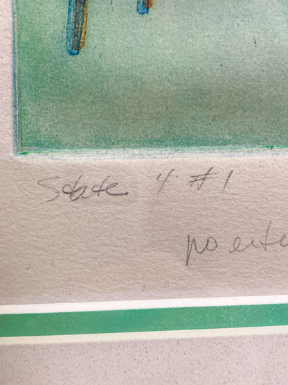 Vintage Kathleen McCarthy Abstract Nude Male Artist Proof Framed Aquatint