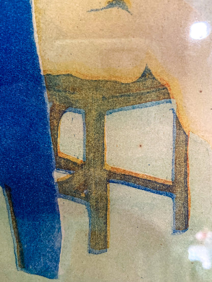 Vintage Kathleen McCarthy Abstract Nude Male Artist Proof Framed Aquatint