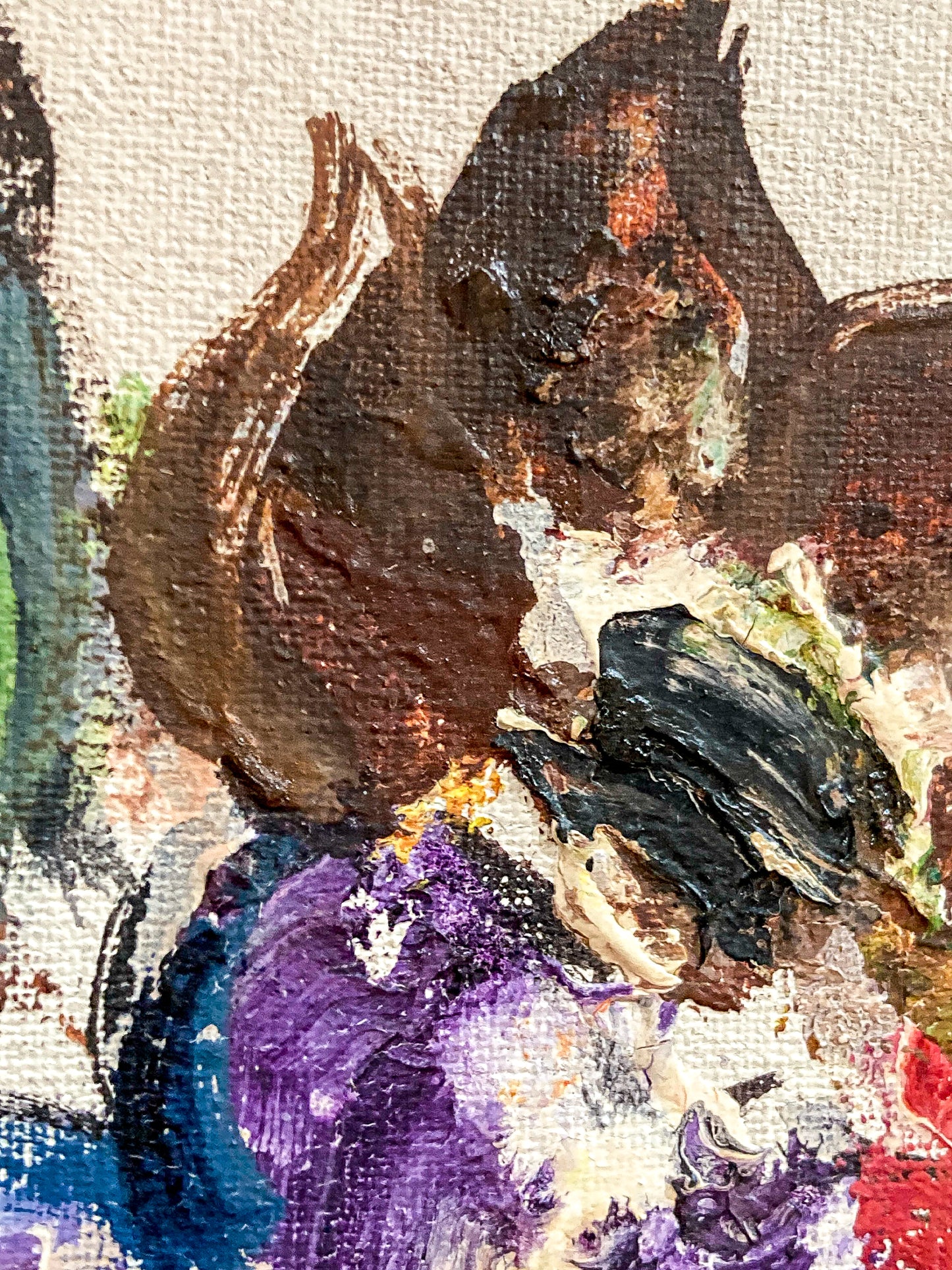 Colorful Vintage Mid 20th Century Floral Still Life P Koch Framed Painting