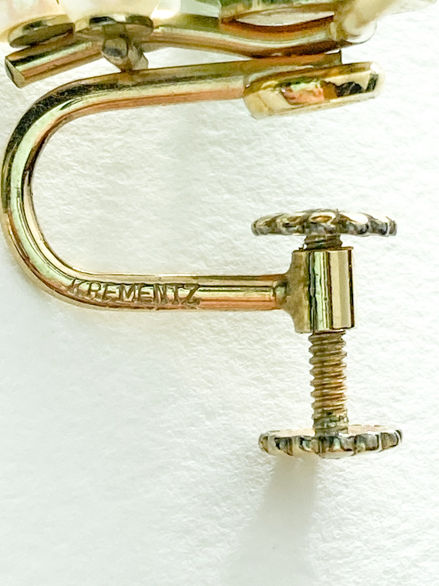 Vintage Krementz Nephrite Pearl Grapes Gold Coated Earrings Brooch Set