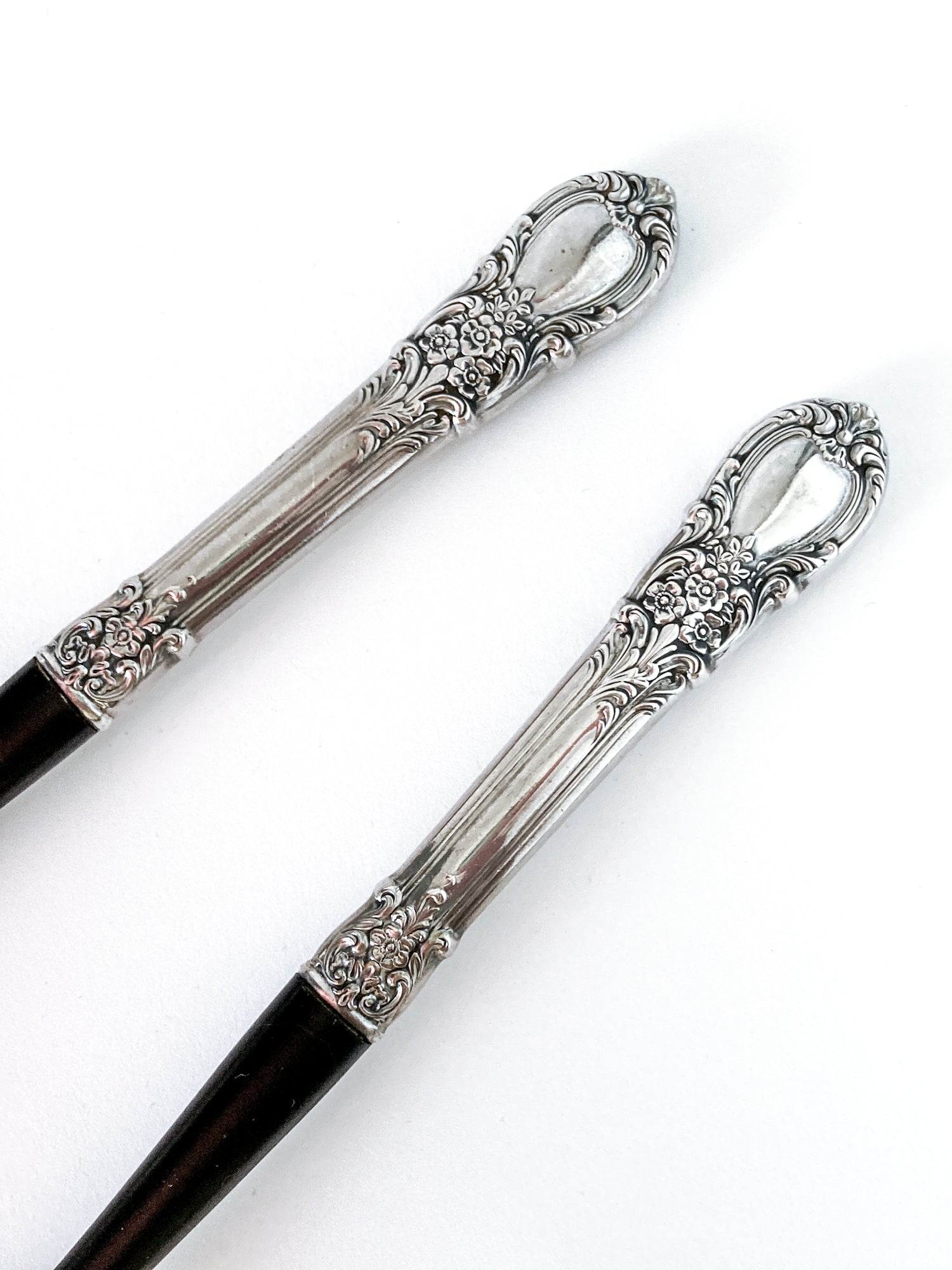 Vintage LUNT Sterling Silver Floral American Victorian Salad Serving Set