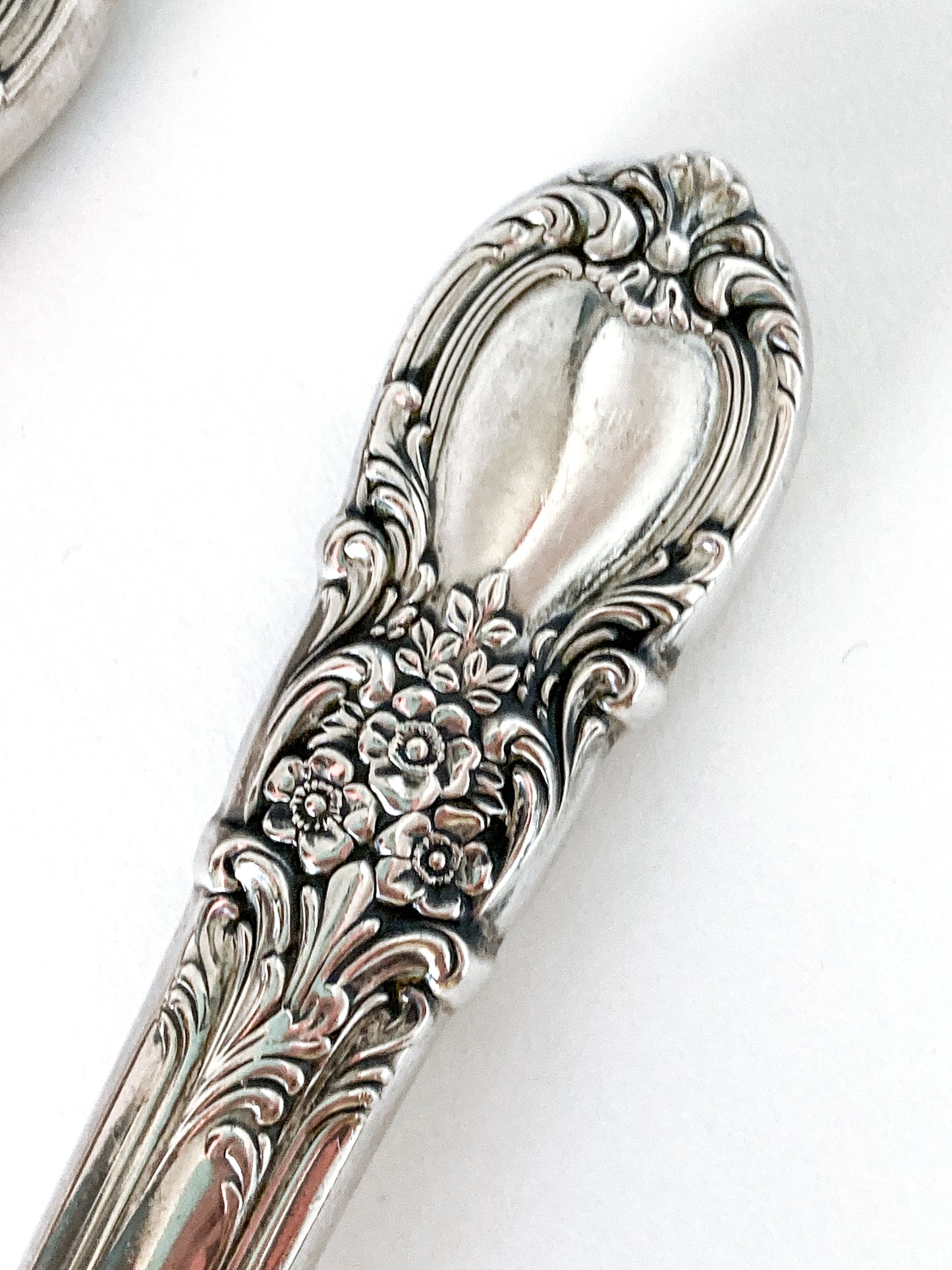 Vintage LUNT Sterling Silver Floral American Victorian Salad Serving Set