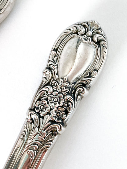 Vintage LUNT Sterling Silver Floral American Victorian Salad Serving Set