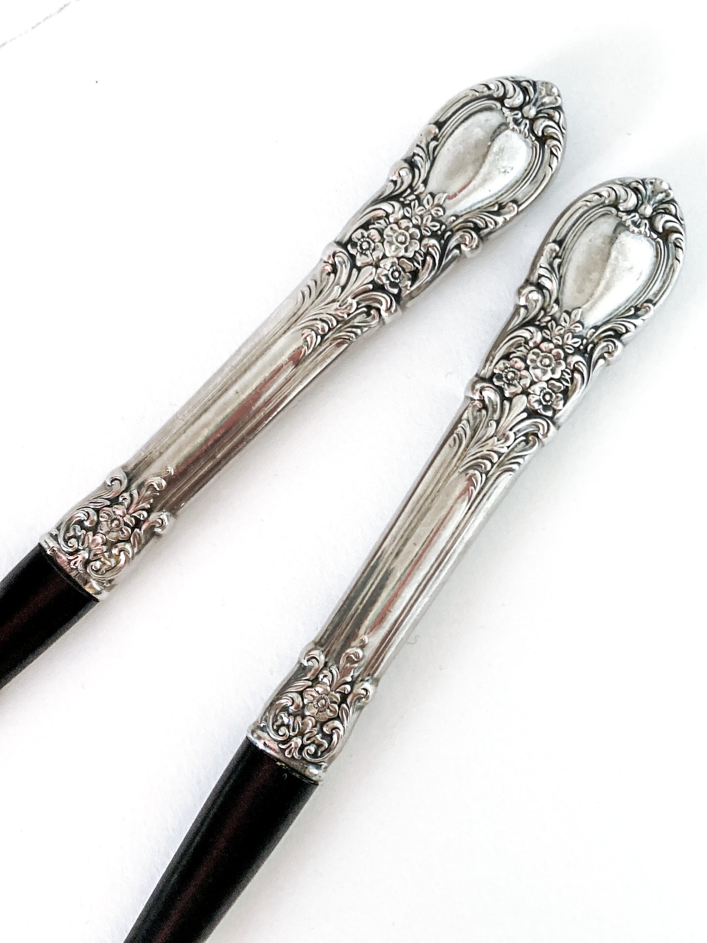 Vintage LUNT Sterling Silver Floral American Victorian Salad Serving Set