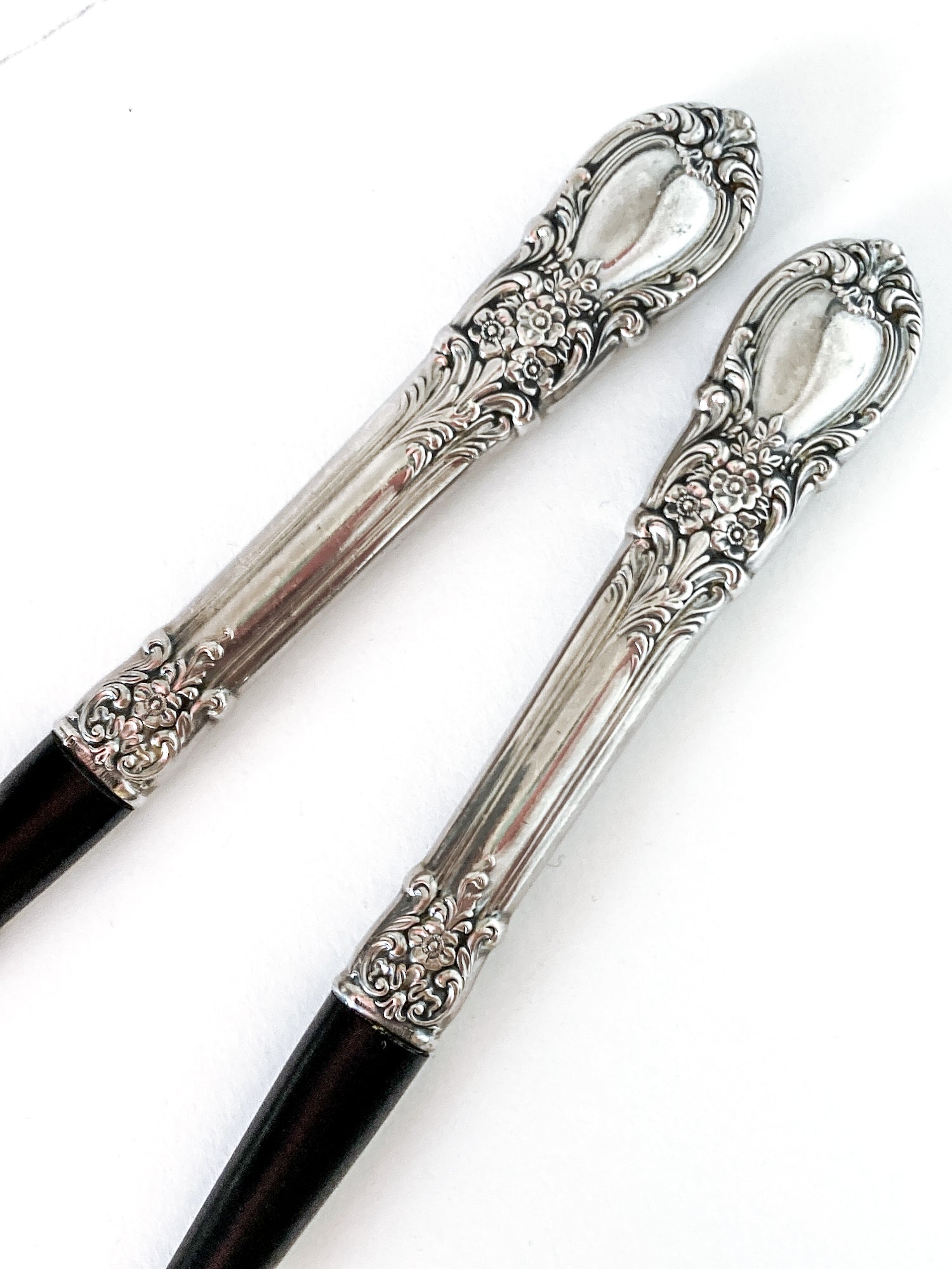 Vintage LUNT Sterling Silver Floral American Victorian Salad Serving Set
