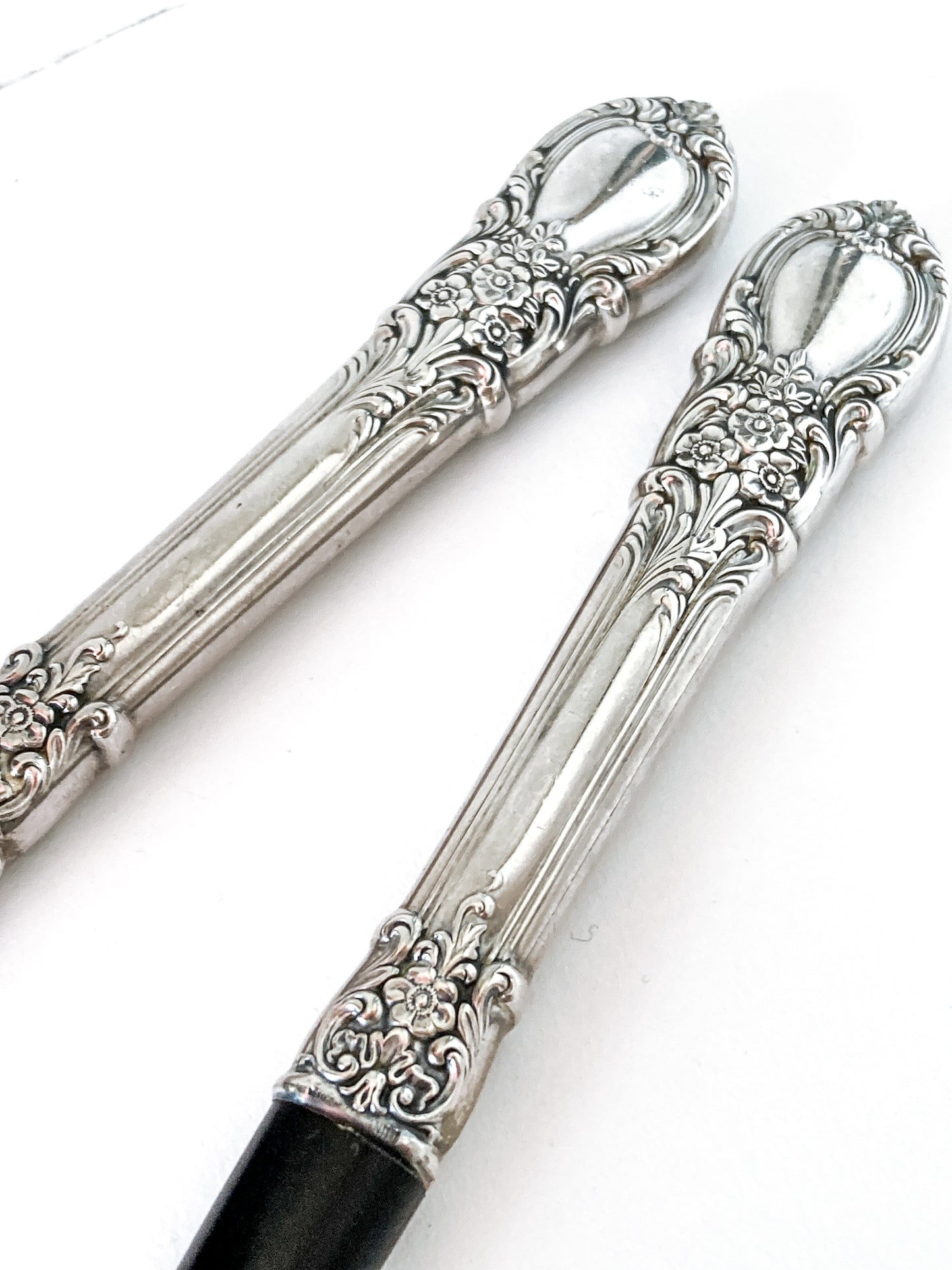 Vintage LUNT Sterling Silver Floral American Victorian Salad Serving Set