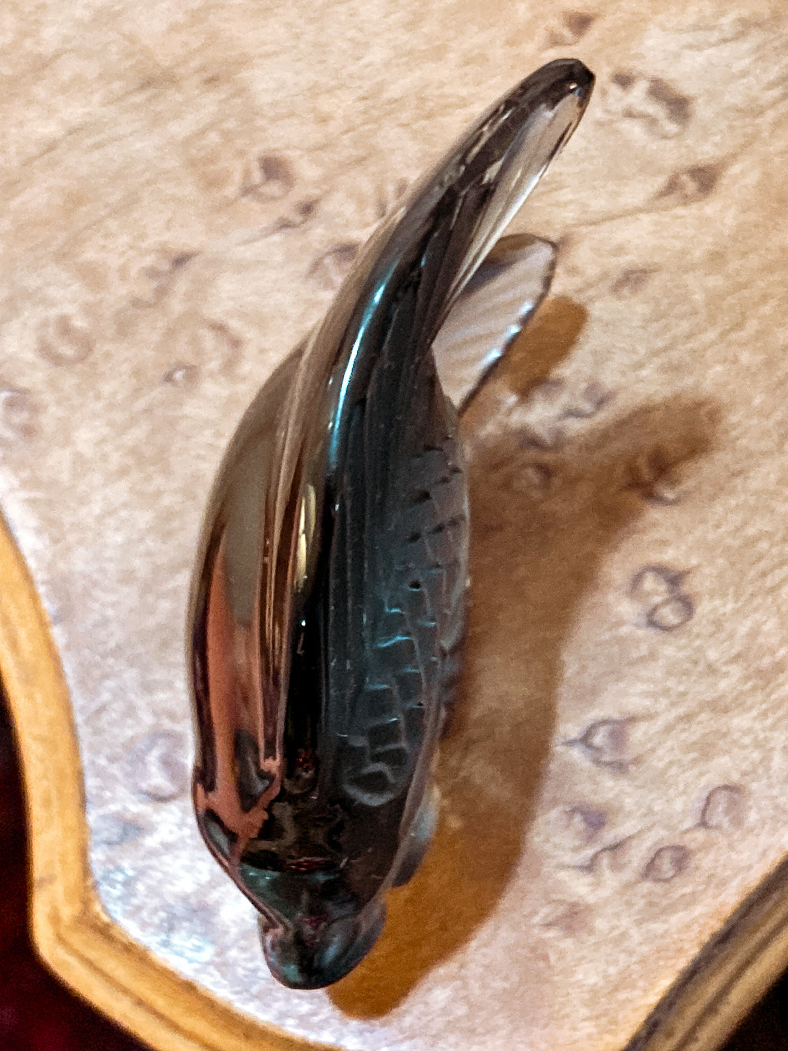 Vintage Lalique France Frosted Grey Crystal Angel Fish Small Figurine
