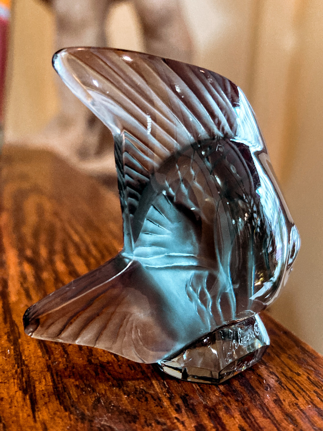 Vintage Lalique France Frosted Grey Crystal Angel Fish Small Figurine