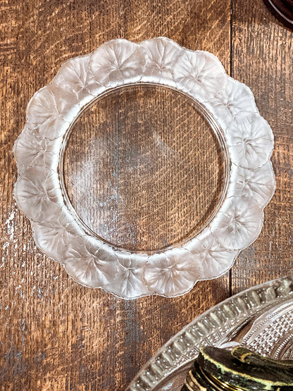 Vintage Lalique France Honfleur Geranium 11 Inch Clear Crystal Dish Plate
