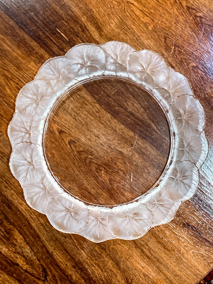 Vintage Lalique France Honfleur Geranium 11 Inch Clear Crystal Dish Plate