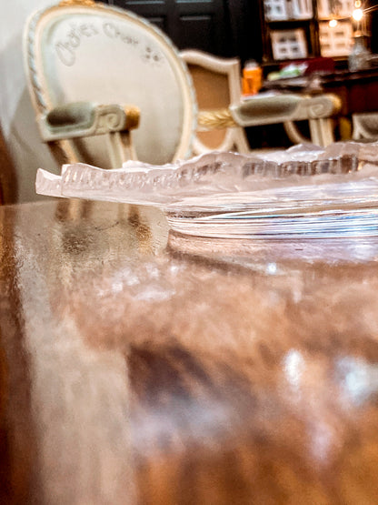 Vintage Lalique France Honfleur Geranium 11 Inch Clear Crystal Dish Plate