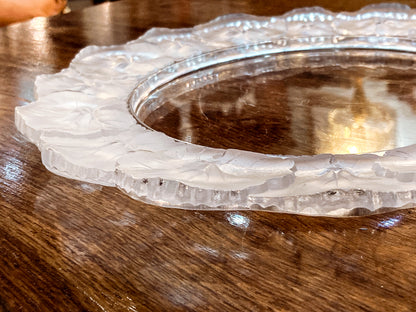 Vintage Lalique France Honfleur Geranium 11 Inch Clear Crystal Dish Plate