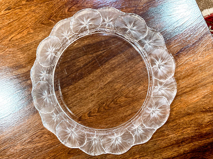 Vintage Lalique France Honfleur Geranium 11 Inch Clear Crystal Dish Plate