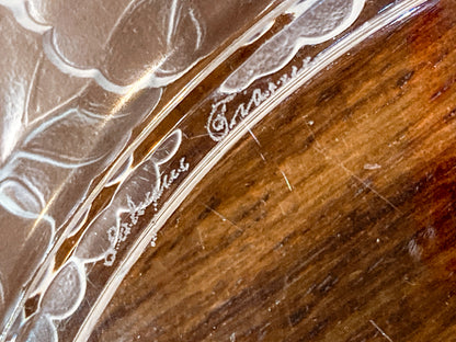 Vintage Lalique France Honfleur Geranium 11 Inch Clear Crystal Dish Plate