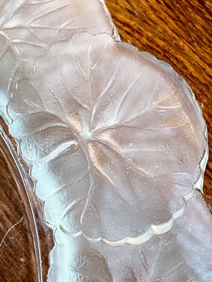 Vintage Lalique France Honfleur Geranium 11 Inch Clear Crystal Dish Plate