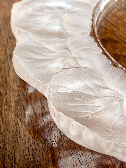 Vintage Lalique France Honfleur Geranium 11 Inch Clear Crystal Dish Plate