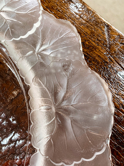 Vintage Lalique France Honfleur Geranium 11 Inch Clear Crystal Dish Plate