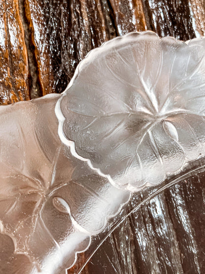 Vintage Lalique France Honfleur Geranium 11 Inch Clear Crystal Dish Plate