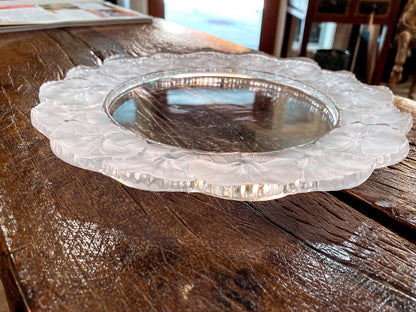 Vintage Lalique France Honfleur Geranium 11 Inch Clear Crystal Dish Plate