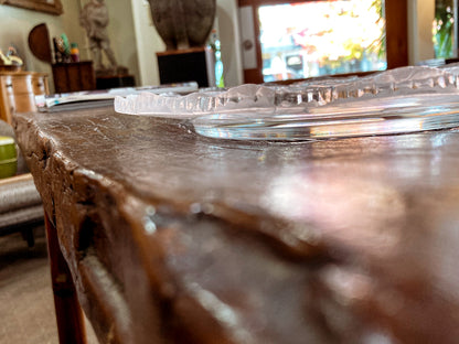 Vintage Lalique France Honfleur Geranium 11 Inch Clear Crystal Dish Plate