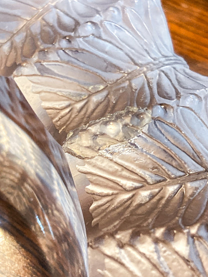 Vintage Lalique France Jamaique Pattern Frosted Clear Crystal Spoon Rest Dish
