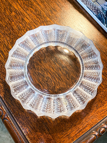 Vintage Lalique France Jamaique Pattern Frosted Clear Crystal Spoon Rest Dish