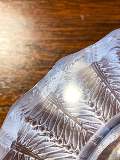 Vintage Lalique France Jamaique Pattern Frosted Clear Crystal Spoon Rest Dish