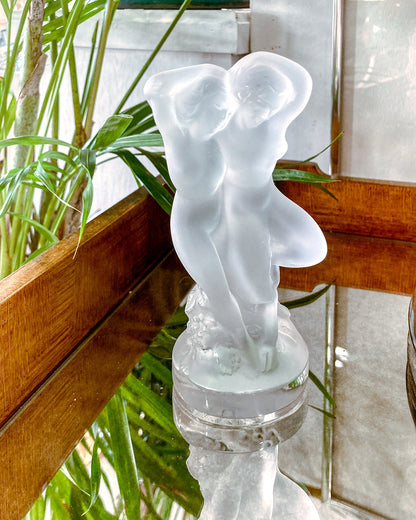 Vintage Lalique Le Faune Satyr Nymph Mythological Frosted Crystal Figurine