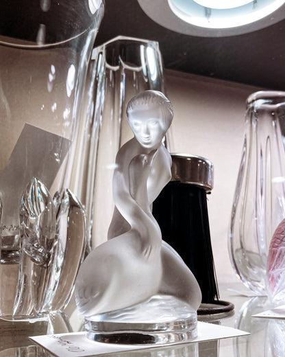 Vintage Art Nouveau Lalique Leda Swan Mythological Frosted Crystal Figurine