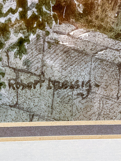 Vintage Robert Laessig St Michael's Mount Watercolor Framed Landscape Painting