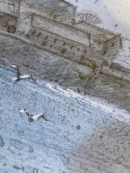 Vintage Robert Laessig St Michael's Mount Watercolor Framed Landscape Painting