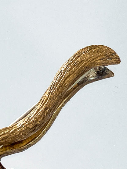 Vintage Linda Hesh Sculptural Branch Leaf Mask Face Brooch Pin