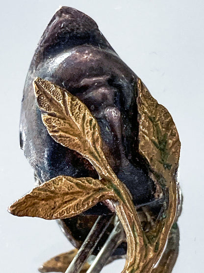 Vintage Linda Hesh Sculptural Branch Leaf Mask Face Brooch Pin