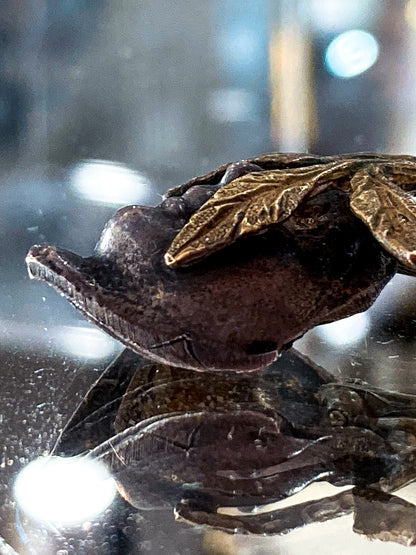 Vintage Linda Hesh Sculptural Branch Leaf Mask Face Brooch Pin