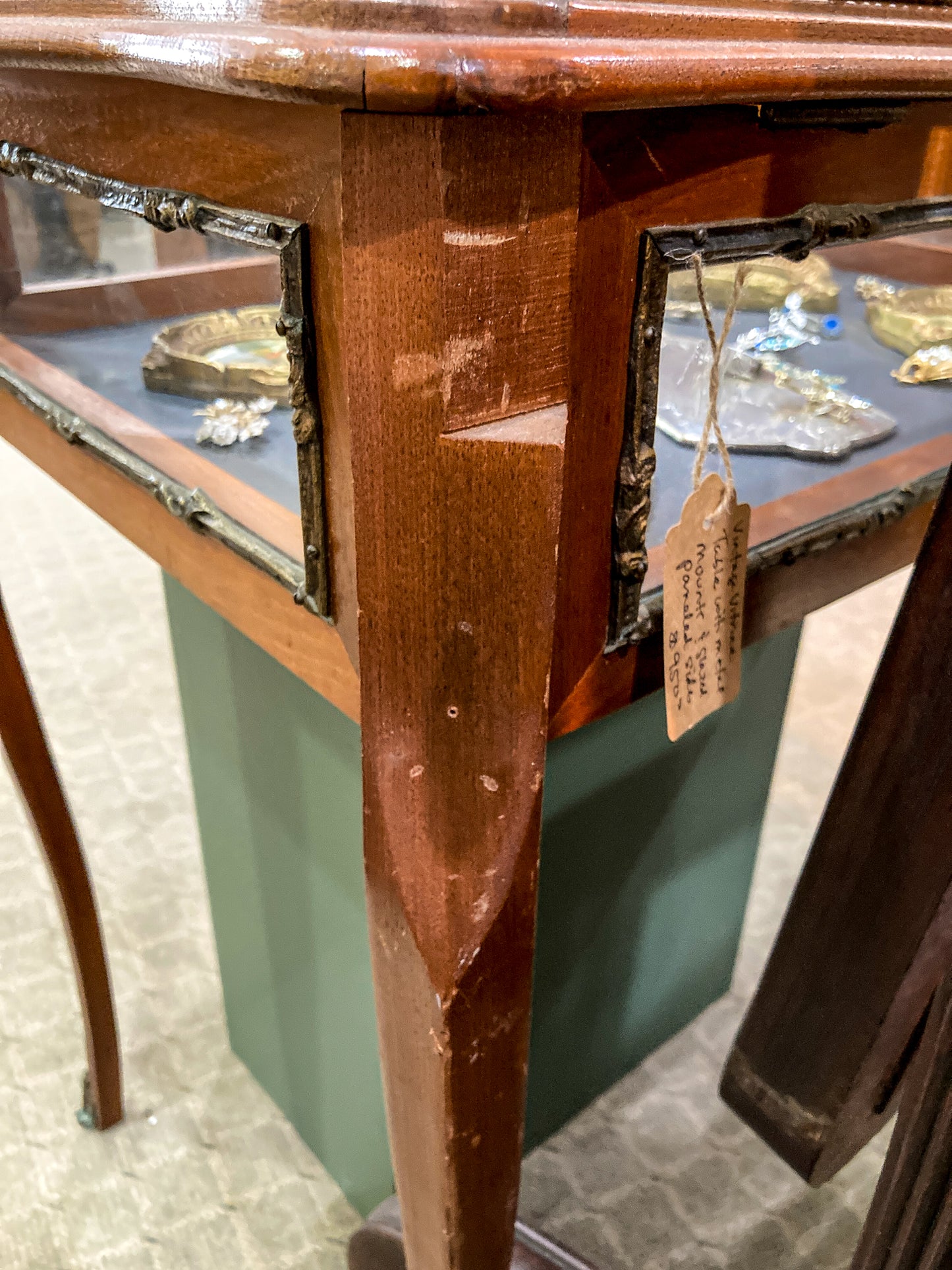 Vintage Louis XV Style Hinged Lidded Vitrine Glass Curio Wood Side Table