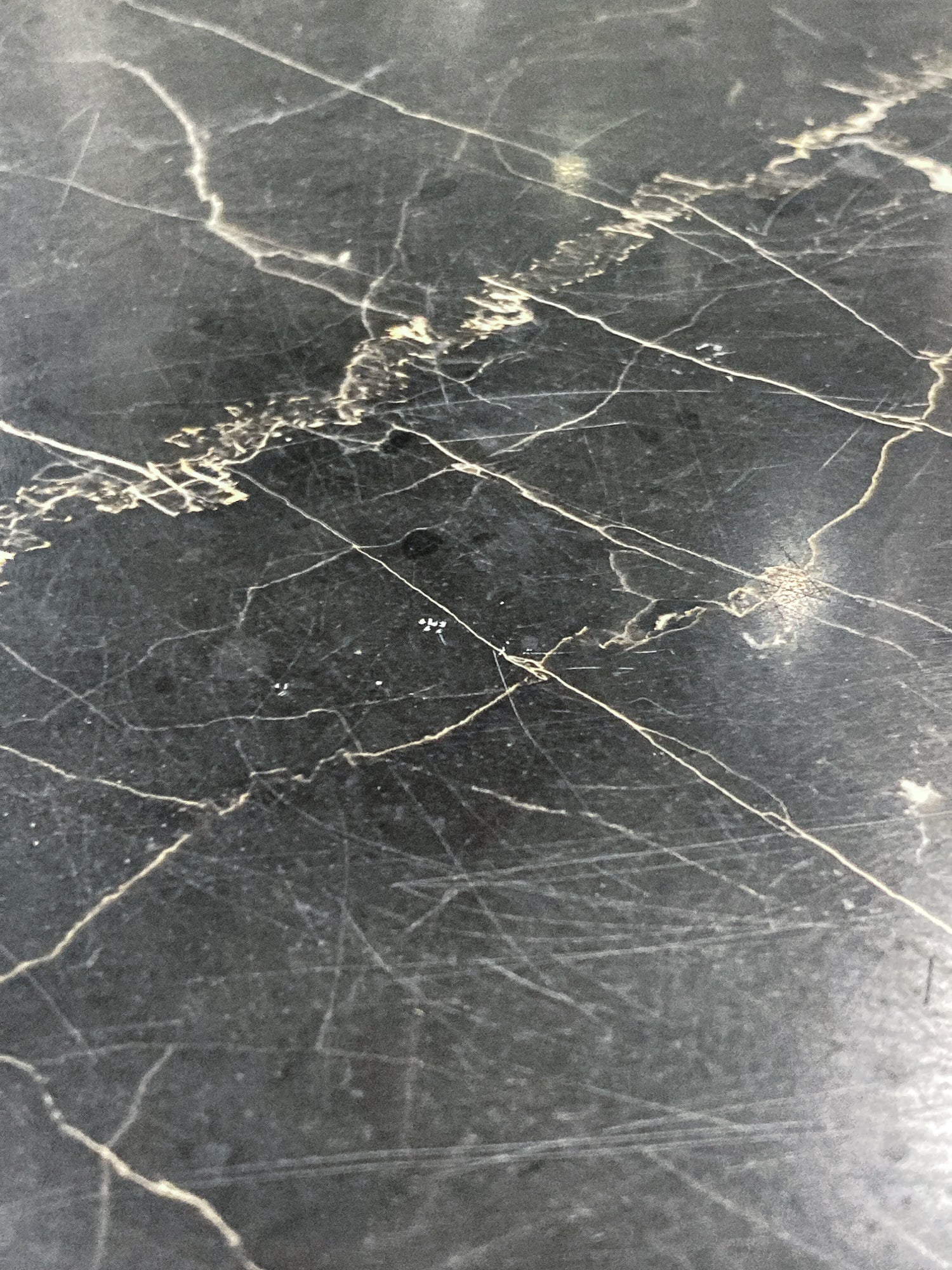 Vintage MCM Hollywood Regency Style Brass Black Marble Cocktail Coffee Table 